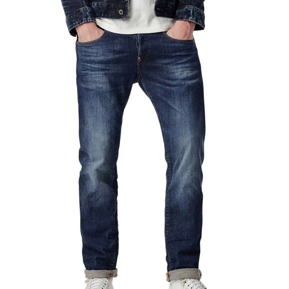 G-Star Raw Attacc Straight Jeans Men 40 x 32 Dark Blue Button Fly Rugged Punk - Picture 1 of 16